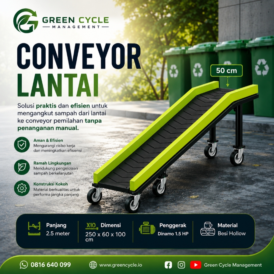 Conveyor Lantai panjang 2,5 meter lebar 50 cm