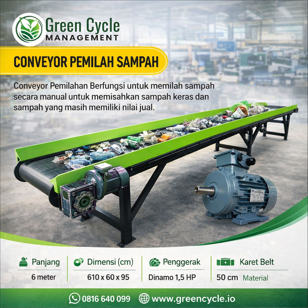 Conveyor Pemilah Sampah Panjang 6 meter