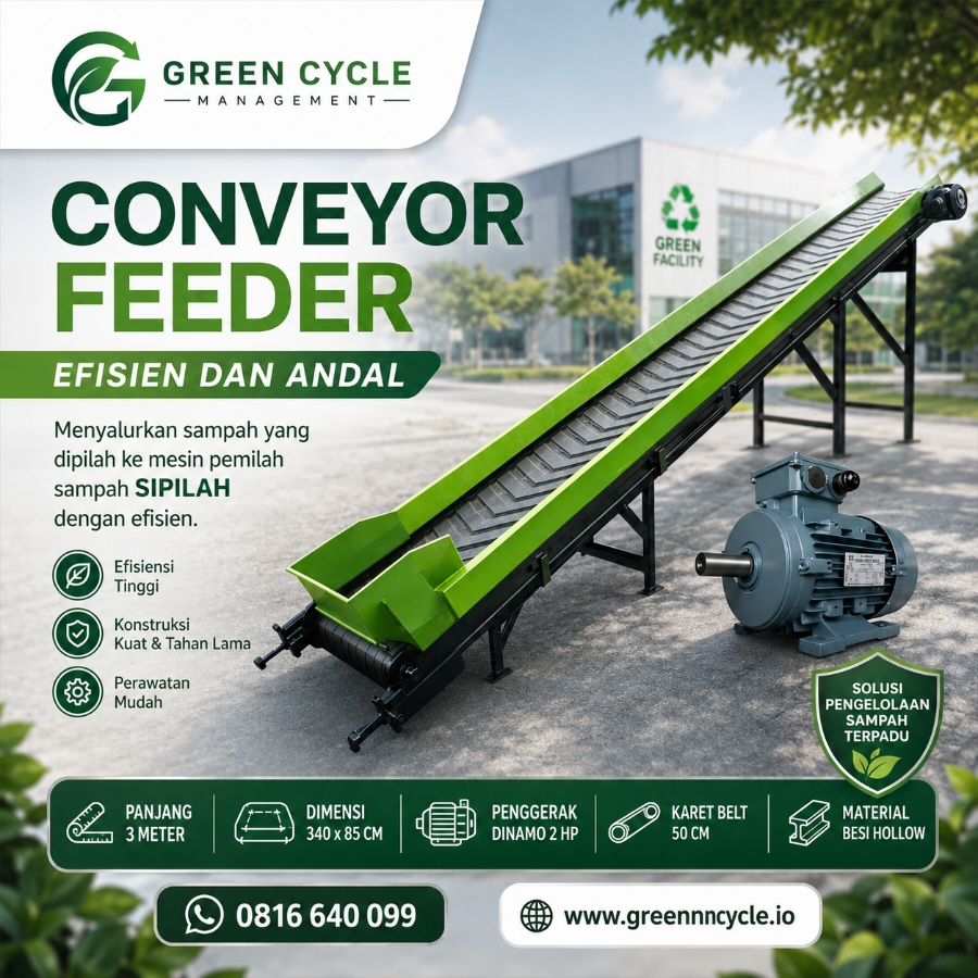 Conveyor feeder panjang 3 meter lebar 50 cm