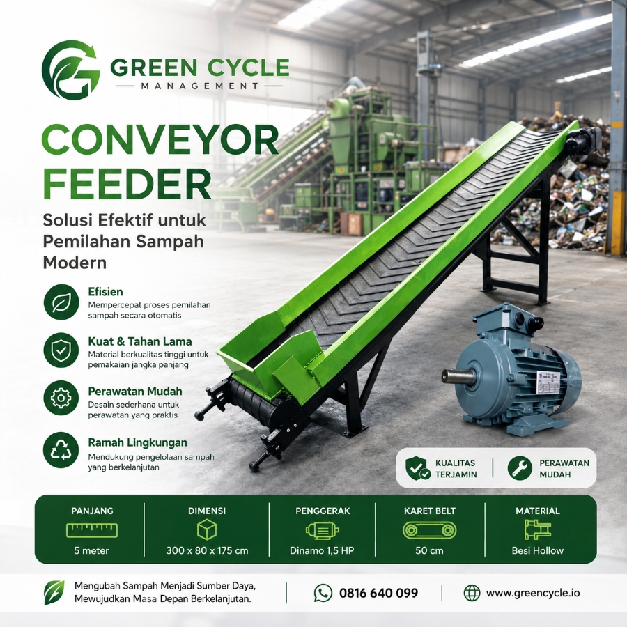 Conveyor pemilah sampah sekaligus feeder panjang 5 meter lebar 50 cm
